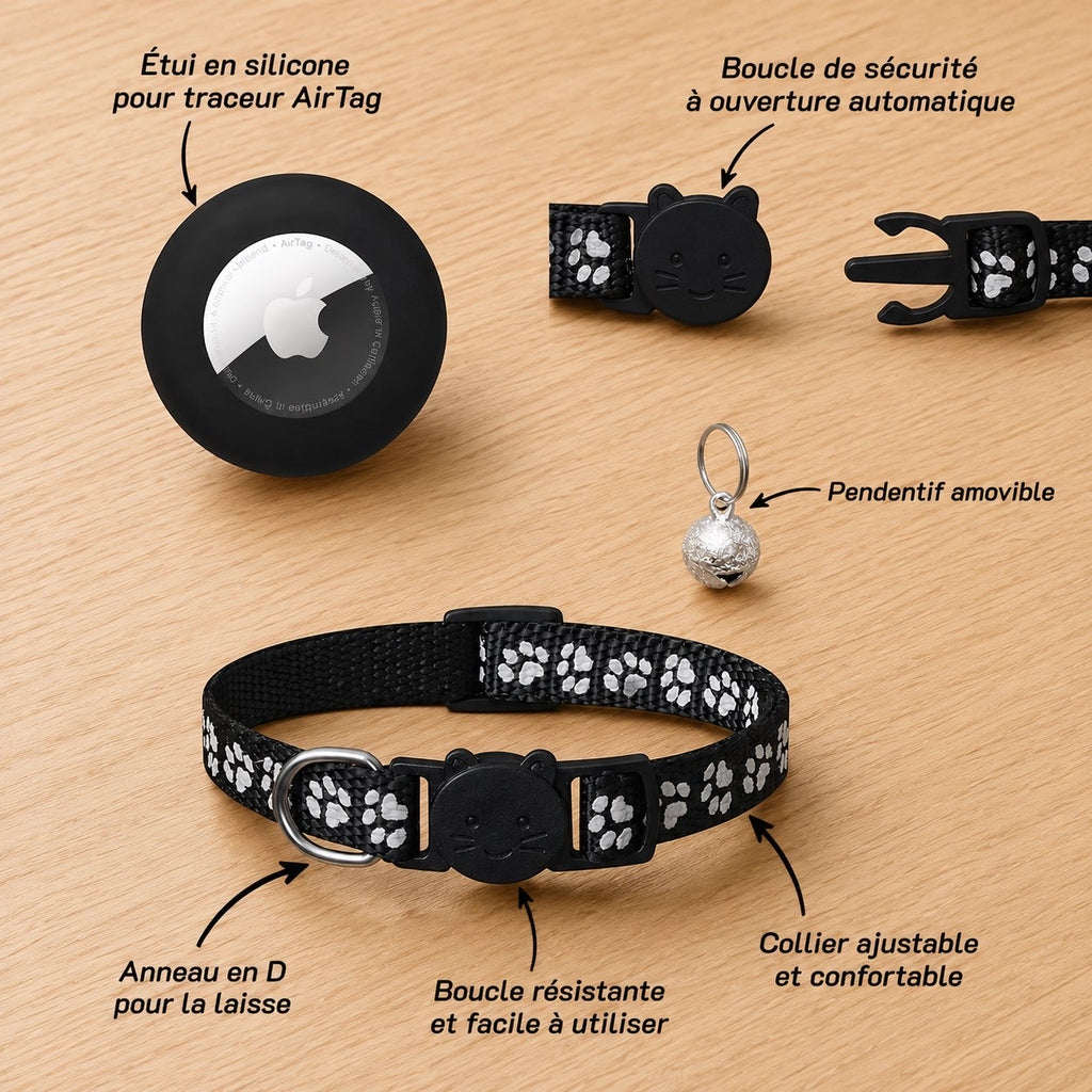 Collier de sécurité pour chat avec support AirTag